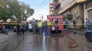 Aftermath of Israeli strike on Hezbollah official in Lebanon  AFP [upl. by Ixela922]