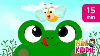 Five Little Speckled Frogs amp More  15 Minutes Kids Songs  Nursery Rhymes with Lyrics  Mini Kiddie [upl. by Herbst749]