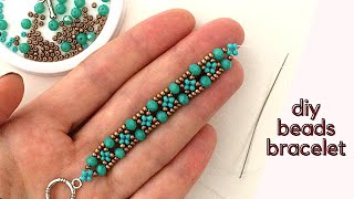 DIY bracelets with beads Beginners tutorial Beaded bracelet [upl. by Aehcim527]