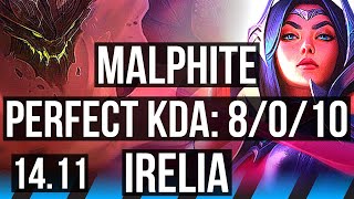 MALPHITE vs IRELIA MID  8010 Legendary  EUW Master  1411 [upl. by Nnayelhsa]