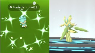 WE CAUGHT SHINY FOMANTIS POKÉMON GO SHINY FOMANTIS EVOLVES INTO SHINY LURANTIS [upl. by Frendel]