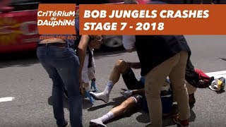 Bob Jungels crashes Stage 7 Moûtiers  SaintGervais Mont Blanc  Critérium du Dauphiné 2018 [upl. by Chaddie849]