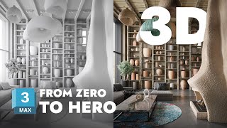 3ds Max Interior Modeling  From Zero To Hero [upl. by Ahsyekal]