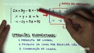 Álgebra Matricial  03  Matriz Aumentada do Sistema [upl. by Asirb]