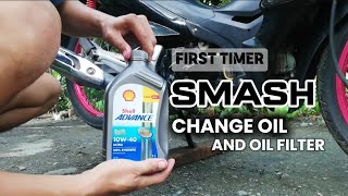 PAANO MAG CHANGE OIL AT OIL FILTER SA SUZUKI SMASH USING SHELL ADVANCE [upl. by Asirrak933]