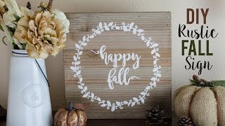 HOW TO MAKE FALL RUSTIC FARMHOUSE SIGN WITH VINYL STENCIL [upl. by Akiemahs]