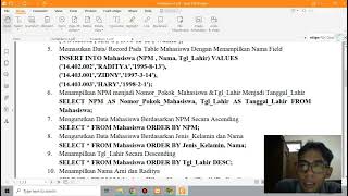 Tugas RDBMS Praktikum 3 dan 4 menggunakan SQL [upl. by Rosalia]