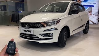 Tata Tigor Xz Plus  Detailed Walkaround Review  Hindi  White  With Accessories [upl. by Ixela308]