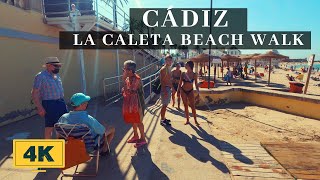 SPAIN  CADIZ  4K  LA CALETA BEACH WALK SEPTEMBER 2021 [upl. by Annaj]