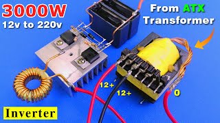 How to make 12v dc to 220v ac inverter  12v to 220v from ATX Power Supply  12v 220v Inverter [upl. by Sallie]