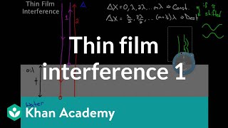 Thin Film Interference part 1  Light waves  Physics  Khan Academy [upl. by Fee]