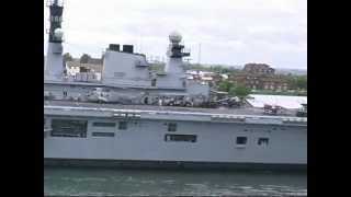 HMS Illustrious leaving the Tyne 2010 with decked Harrier jets [upl. by Haissi]