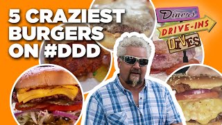 Top 5 MostINSANE Burgers Guy Fieri Has Tried on Diners DriveIns and Dives  Food Network [upl. by Yetta616]