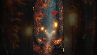 Autumn Ambience 🍁 Falling Leaves Spooky Forest 🌕 Relaxing Night Time Sounds shorts [upl. by Carhart]