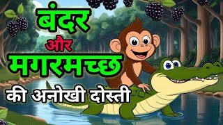 बंदर और मगरमच्छ की अनोखी दोस्ती BANDAR AUR MAGARMACCH KI ANOKHI DOSTI subscribe cartoon cat like [upl. by Ellesor310]