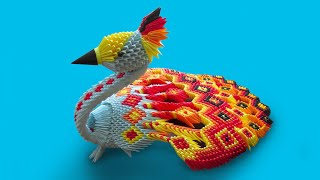 How to make a 3D origami Large Peacock [upl. by Duane]