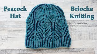 Brioche Knitting Peacock Hat knitting patterns [upl. by Topping]