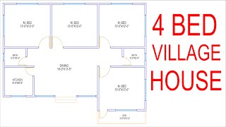 HOUSE PLAN DESIGN  EP 60  1000 SQUARE FEET 4 BEDROOMS HOUSE PLAN  LAYOUT PLAN [upl. by Sutton]