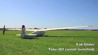 Ka6 Glider TakeOff winch launched [upl. by Alil]