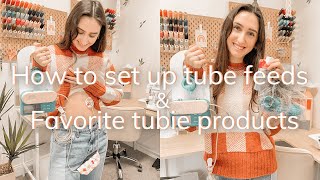 how to set up tube feedings my favorite feeding tube products amp infinity pump priming hack [upl. by Rizas]