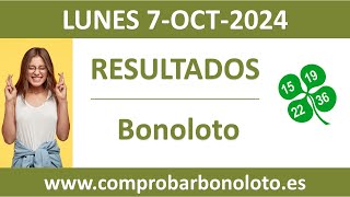 Resultado del sorteo Bonoloto del lunes 7 de octubre de 2024 [upl. by Selig]