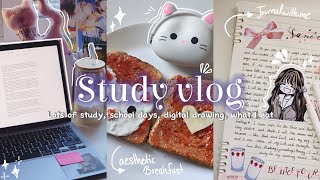 Study vlog GUIDE ֙⋆ 🎀📓 lots of study school days digital drawing what I eat [upl. by Clyte502]