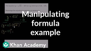 Manipulating formula example  Linear equations  Algebra I  Khan Academy [upl. by Lorenzana111]