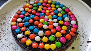 Eggless Gems Chocolate Cake in Kadhai  Eggless Chocolate Cake  how to make sponge chocolate cake [upl. by Nesto]