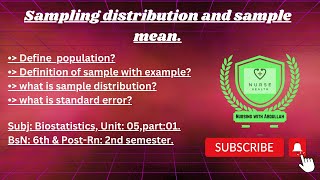 sampling distribution and sample mean in urdu Bsn 6th PostRn 2nd  Unit5part1 Biostatistics [upl. by Aihtenyc425]