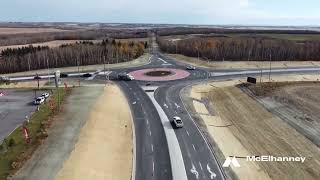 Highway 20 and Memorial Trail roundabout construction completed [upl. by Woodhead]