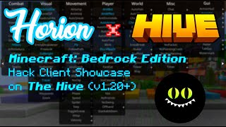 Minecraft Bedrock Edition  The BEST Hacked Client Horion Client showcased on The Hive v120 [upl. by Araet]