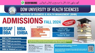 DOW University of Health Sciences Karachi Admission 2024  DOW University Karachi Admission 2024 [upl. by Ycrem99]