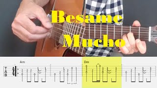 Besame Mucho  Fingerstyle Guitar Tutorial Tab [upl. by Jacki490]