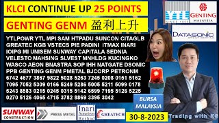 Daily KLSE BURSA UPDATE  3082024💥KLCI CONTINUE UP 25 POINTS💥GENTING GENM 盈利上升💥 YTLPOWR YTL SAM [upl. by Orelee871]