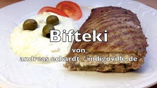 Bifteki  Beefsteak  Hackfleisch mit Feta gefüllt [upl. by Nehepts]