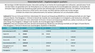 Angebotsvergleich qualitativ Lieferantenmatrix Materialwirtschaft BWR FOS BOS Bayern [upl. by Adnohsar]