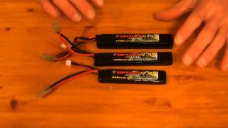 Raptors Airsoft LiPo Airsoft Battery Overview 74v and 111v [upl. by Kciwdahc159]