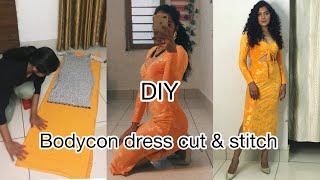 DIY  Bodycon Side Slit Dress Cutting amp Stitching  Easy Beginners Sewing 🧵 Tutorial  Rajveerpunni [upl. by Chrissa]