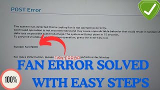 Hp Fan 90b Error Fix  The system has detected that a cooling fan is not operating correctly [upl. by Stucker]