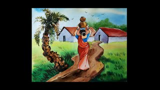 Painting composition of a VILLAGE [upl. by Humble]