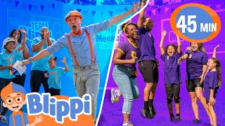 Blippi Blue Team vs Meekah Purple Team  More Color Challenges Blippi Game Show  Episode 3 [upl. by Nnadroj167]