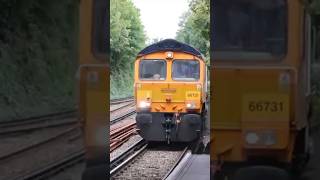 Class 66731 hauls a heavy load through Gravesend station shorts railway gbrf railfreight train [upl. by Ymmot]