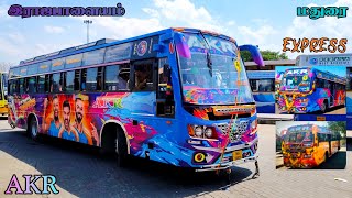 🌠 AKR BUS SERVICE RAJAPALAYAM 🔥 SRI V ↔️ MADURAI 💥 BRAND NEW AL BS6 EXPRESS 👑 CABIN RIDE 🏆 VEERAA [upl. by Gnivre]