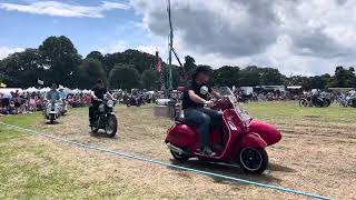 Historic vehicle gathering MOTORCYCLE PARADE Powderham castle [upl. by Mehala]