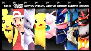 Pichu VS Pokémon Trainer VS Mewtwo VS Pikachu VS Jigglypuff VS Greninja VS Lucario VS Incineroar [upl. by Mihar]