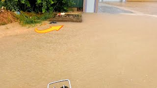 Massive Water Flooding Street Drain Unclogging Storm Drains Heavy Rain [upl. by Casaleggio]