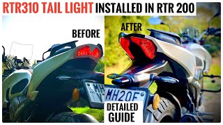 RTR 310 Tail Light Installed In 200 4V  How to Install  Best Light Mod For Apache 200 and 160 4V [upl. by Chalmer183]