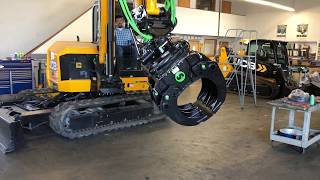 Steelwrist tiltrotator with grapple attachment on a JCB 85Z excavator at Pacific JCB [upl. by Thurlow]