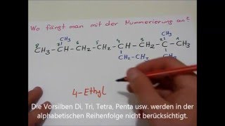 Nomenklatur verzweigter Alkane IUPAC Regeln [upl. by Gabriele]