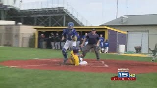 New Haven tops Carroll 52 in prep baseball on 43015 [upl. by Annairba]